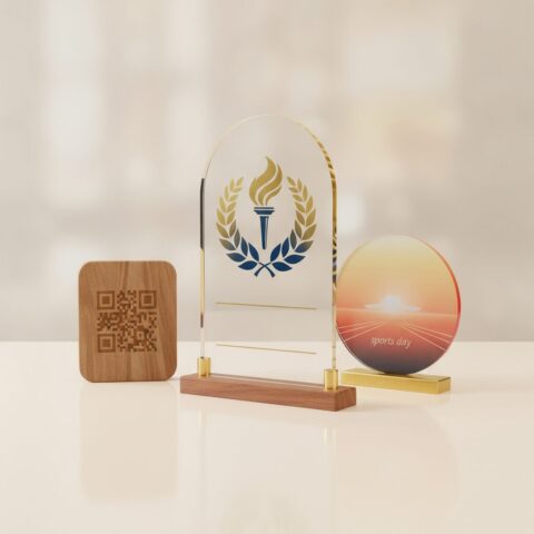 Custom Engraved Acrylic Achievement Trophy - alternate view