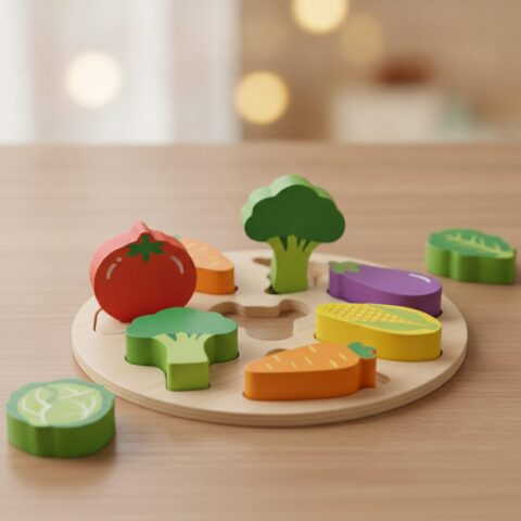 Educational Wooden Vegetable Puzzle Set - alternate view