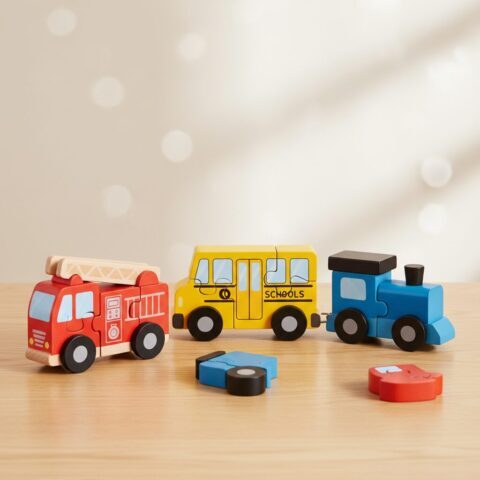 Wooden Vehicle Jigsaw Puzzle Set - alternate view