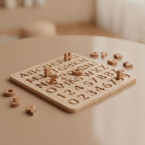 Wooden Alphabet and Number Learning Board - alternate view